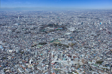 都立大学駅上空より駒沢公園方向を望む・空撮