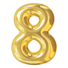 3d golden number 8 balloon