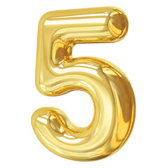 3d golden number 5 balloon