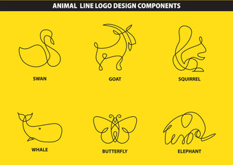 Animal one line logo design concepts