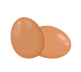 Brown chicken eggs, flat style vector illustration isolated on white background