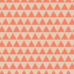 Fototapeta na wymiar Contrasting geometric seamless pattern with triangular triangles, pink beige background