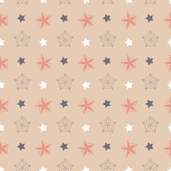 Pink gray pastel star on pink background, cute vector illustration
