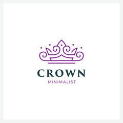 Purple Crown Logo and symbol template illustration icon modern and minimalist
