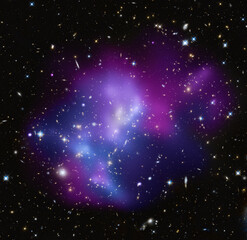 Science, technology and the universe in infinity, space dust and star cluster in sky. Calm galaxy, milky way or solar system from a satellite. Nebula light, planets and beauty in the cosmos by nasa.