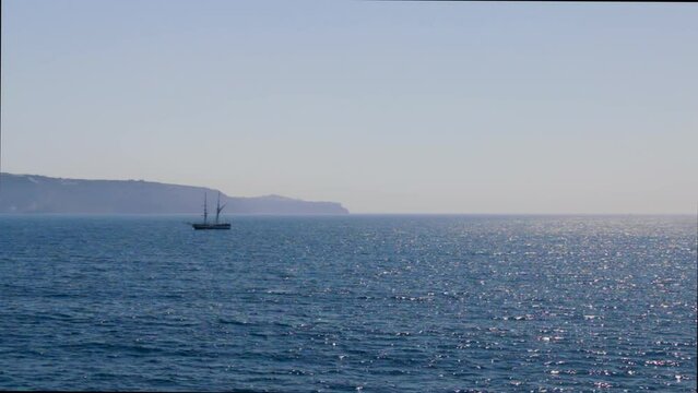 Two-masted sailboat sailing the Aegean sea