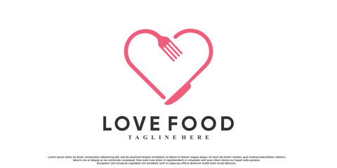 Love food logo design with unique concept Premium Vector