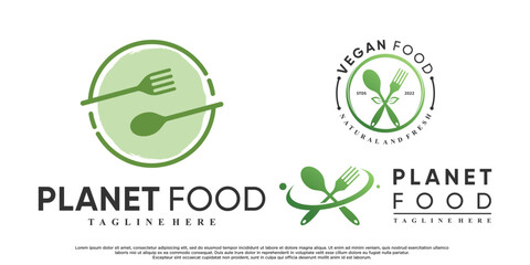 Set of food logo design with creative concept Premium Vector