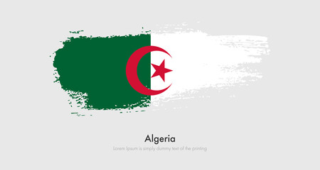 Brush painted grunge flag of Algeria. Abstract dry brush flag on isolated background