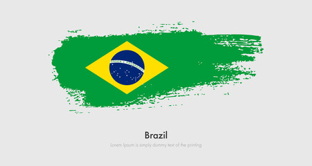 Brush painted grunge flag of Brazil. Abstract dry brush flag on isolated background