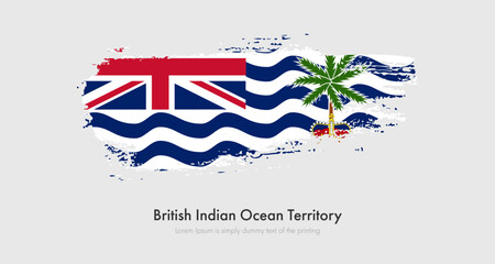 Brush painted grunge flag of British Indian Ocean Territory. Abstract dry brush flag on isolated background