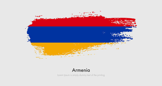Brush painted grunge flag of Armenia. Abstract dry brush flag on isolated background