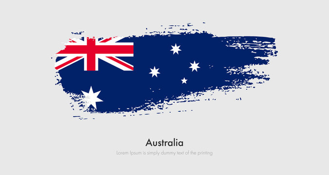 Brush painted grunge flag of Australia. Abstract dry brush flag on isolated background
