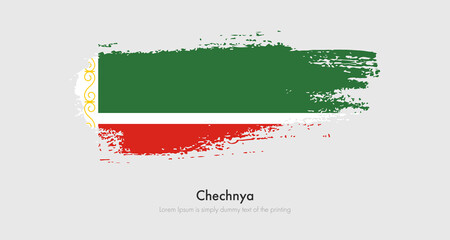 Brush painted grunge flag of Chechnya. Abstract dry brush flag on isolated background