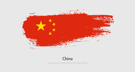 Brush painted grunge flag of China. Abstract dry brush flag on isolated background