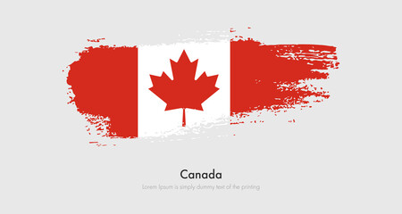 Brush painted grunge flag of Canada. Abstract dry brush flag on isolated background