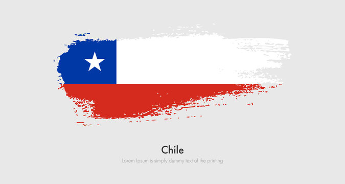 Brush painted grunge flag of Chile. Abstract dry brush flag on isolated background