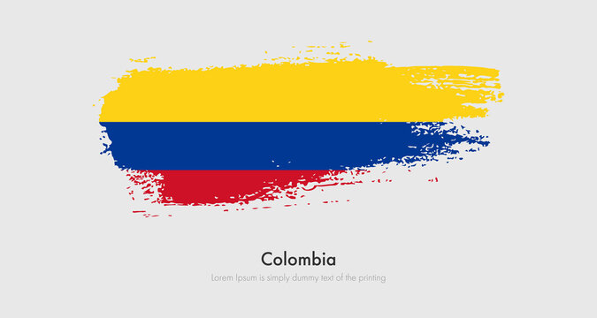 Brush painted grunge flag of Colombia. Abstract dry brush flag on isolated background