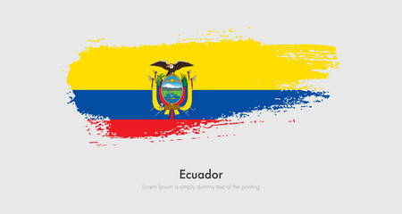 Brush painted grunge flag of Ecuador. Abstract dry brush flag on isolated background