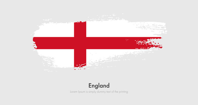 Brush painted grunge flag of England. Abstract dry brush flag on isolated background