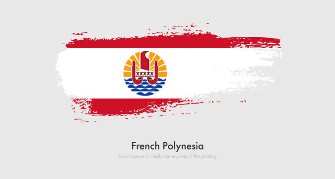 Brush painted grunge flag of French Polynesia. Abstract dry brush flag on isolated background
