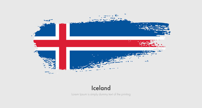 Brush painted grunge flag of Iceland. Abstract dry brush flag on isolated background