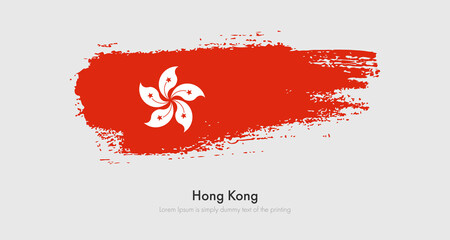 Brush painted grunge flag of Hong Kong. Abstract dry brush flag on isolated background