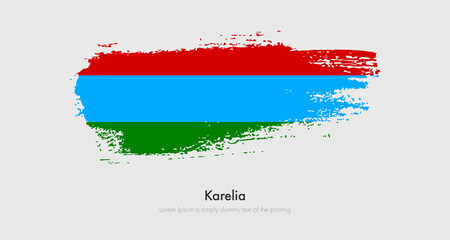 Brush painted grunge flag of Karelia. Abstract dry brush flag on isolated background