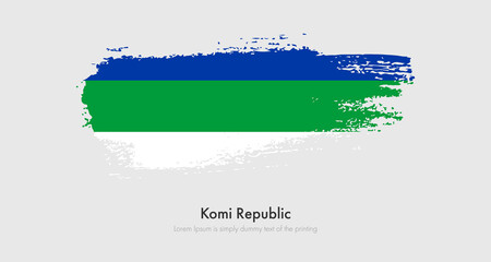 Brush painted grunge flag of Komi Republic. Abstract dry brush flag on isolated background