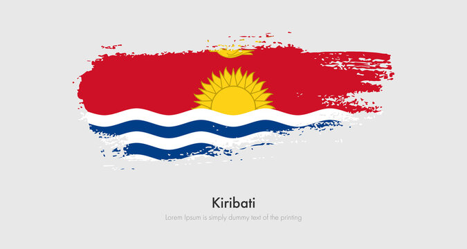 Brush painted grunge flag of Kiribati. Abstract dry brush flag on isolated background