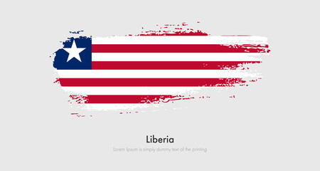 Brush painted grunge flag of Liberia. Abstract dry brush flag on isolated background