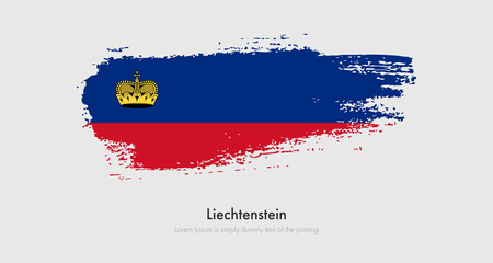Brush painted grunge flag of Liechtenstein. Abstract dry brush flag on isolated background