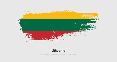 Brush painted grunge flag of Lithuania. Abstract dry brush flag on isolated background