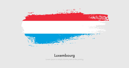 Brush painted grunge flag of Luxembourg. Abstract dry brush flag on isolated background