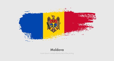 Brush painted grunge flag of Moldova. Abstract dry brush flag on isolated background