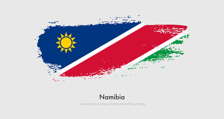 Brush painted grunge flag of Namibia. Abstract dry brush flag on isolated background