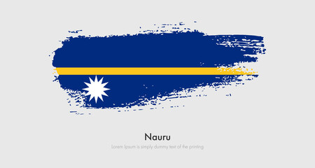 Brush painted grunge flag of Nauru. Abstract dry brush flag on isolated background