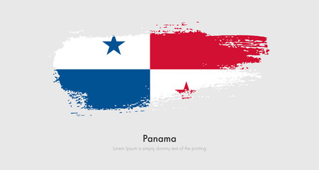 Brush painted grunge flag of Panama. Abstract dry brush flag on isolated background