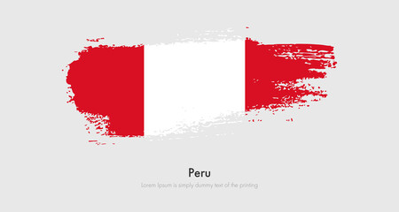 Brush painted grunge flag of Peru. Abstract dry brush flag on isolated background
