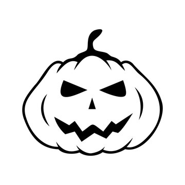 Line art Halloween pumpkin. Jack o Lantern. Happy holiday. Outline design element