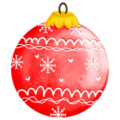 Christmas Ball, Christmas Decoration, Christmas ornament Watercolor illustration