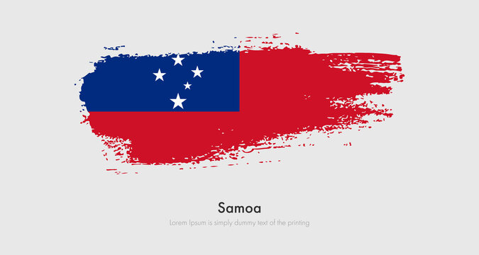 Brush painted grunge flag of Samoa. Abstract dry brush flag on isolated background