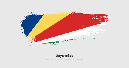 Brush painted grunge flag of Seychelles. Abstract dry brush flag on isolated background