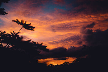 Sunset colors cloud orange and blue sky