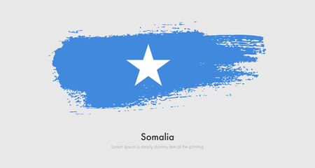 Obraz na płótnie Canvas Brush painted grunge flag of Somalia. Abstract dry brush flag on isolated background