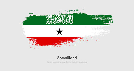 Brush painted grunge flag of Somaliland. Abstract dry brush flag on isolated background