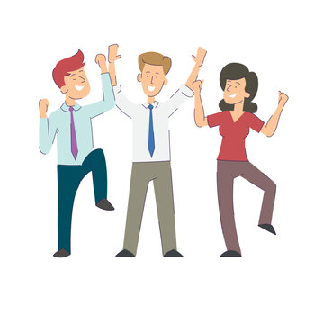 Vector illustration depicting a group of business people celebrating the success.