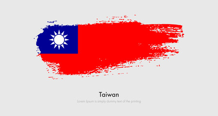 Brush painted grunge flag of Taiwan. Abstract dry brush flag on isolated background