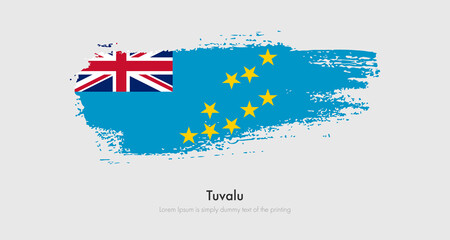 Obraz na płótnie Canvas Brush painted grunge flag of Tuvalu. Abstract dry brush flag on isolated background