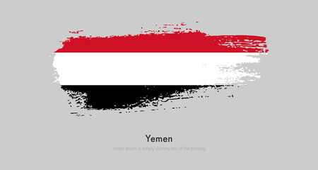 Brush painted grunge flag of Yemen. Abstract dry brush flag on isolated background